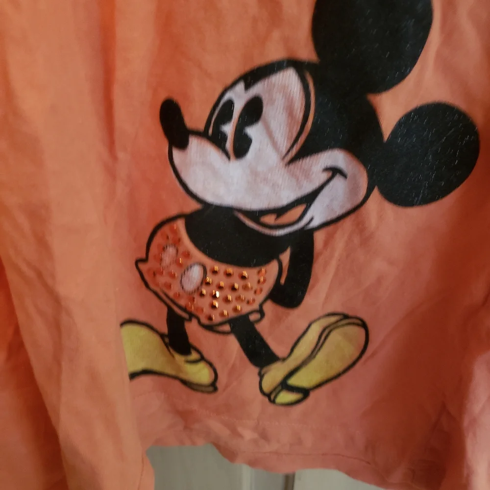 Walt Disney Parks Misses sz XL Mickey Mouse Shirt Beaded Graphic Tee Shirt - Picture 1 of 4